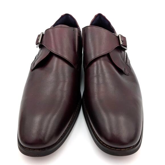 $120 Stacy Adams Karcher Plain Toe Monk Strap Shoes Burgundy Size US10.5M EU43 - Picture 2 of 14